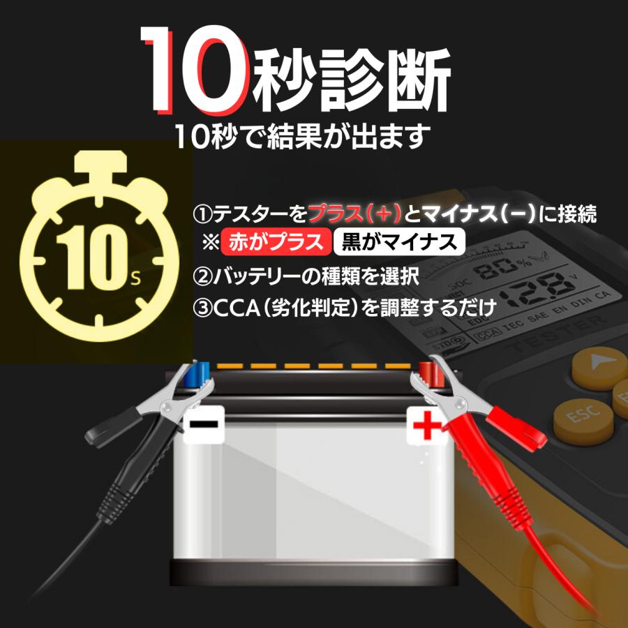 バッテリーチェッカー 説明書付き バッテリー電圧 バッテリーテスター バッテリー診断機 電圧テスター バッテリー診断 | ブランド登録なし | 03
