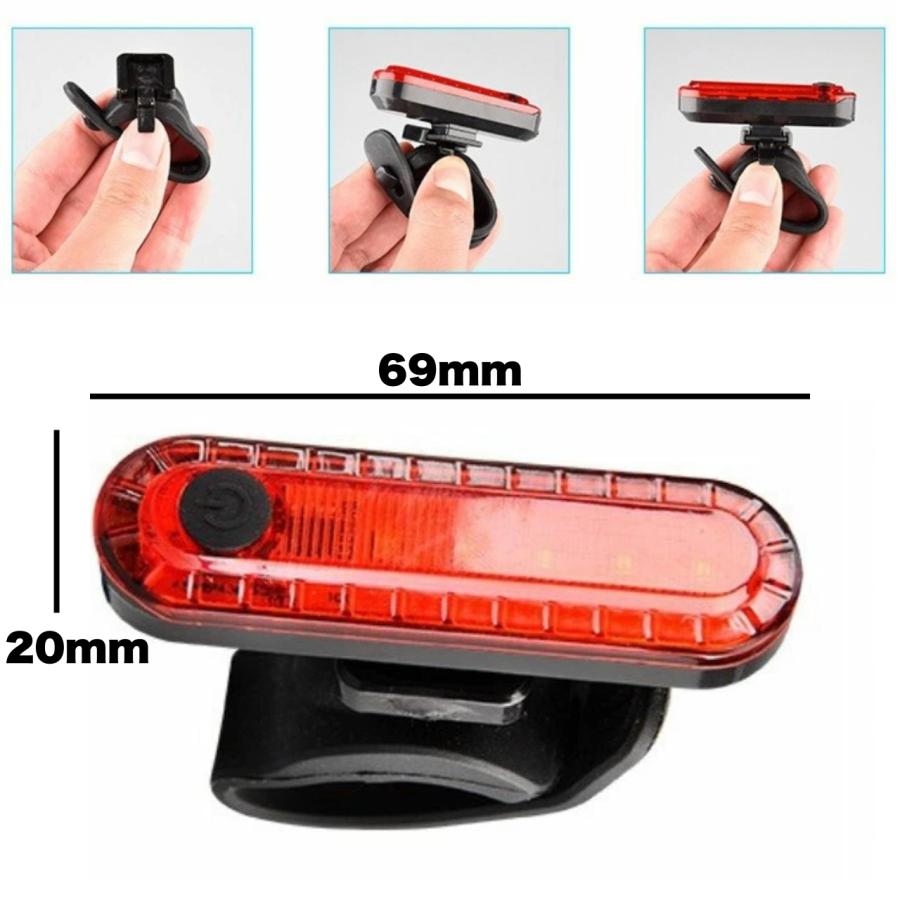 【2個セット】 自転車テールライト LED USB充電式 防水 リアライト 通勤 通学 夜間走行 安全ライト 自転車用テールライト | ブランド登録なし | 02