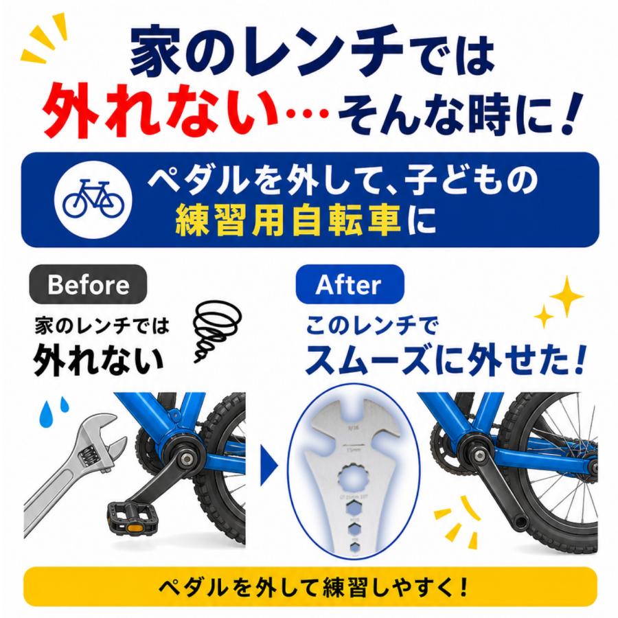 ペダルレンチ 自転車用 六角レンチ トルクスレンチ 自転車 ペダル 15mm ロードバイク クロスバイク ママチャリ | ブランド登録なし | 06