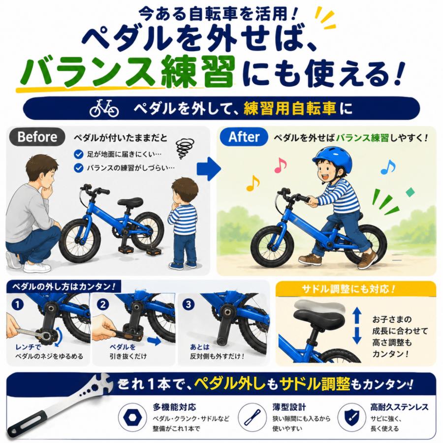 ペダルレンチ 自転車用 六角レンチ トルクスレンチ 自転車 ペダル 15mm ロードバイク クロスバイク ママチャリ | ブランド登録なし | 07