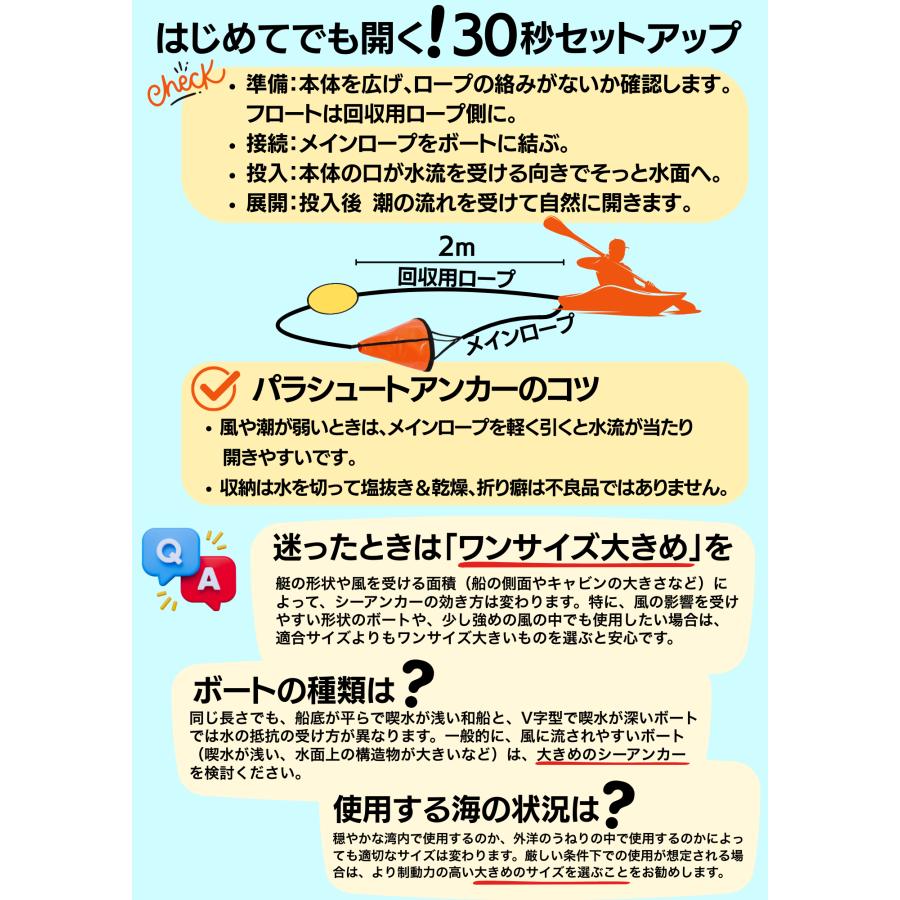 シーアンカー フロート付き 25ft L ボート 海釣り ボート用品