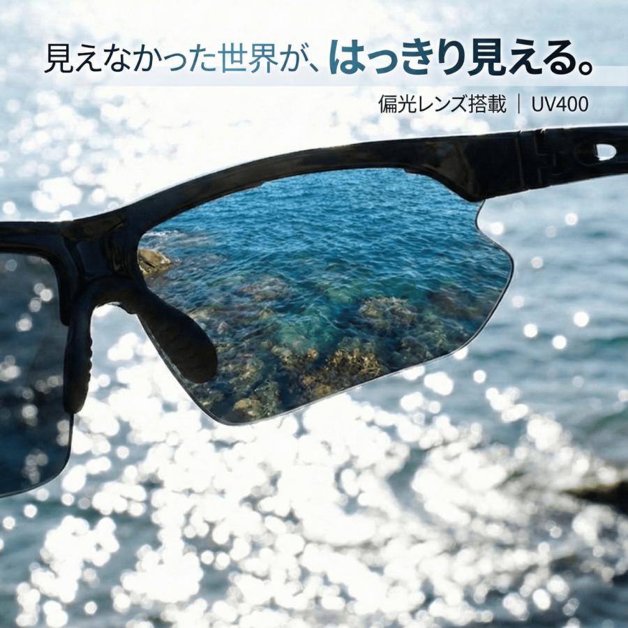 スポーツサングラス 偏光レンズ【交換レンズ5枚セット】度付きインナーフレーム付き UV400 軽量 ハードケース付 | ブランド登録なし | 01