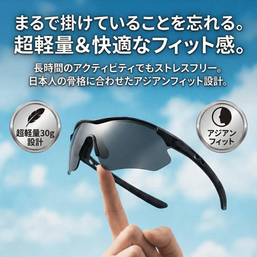 スポーツサングラス 偏光レンズ【交換レンズ5枚セット】度付きインナーフレーム付き UV400 軽量 ハードケース付 | ブランド登録なし | 06