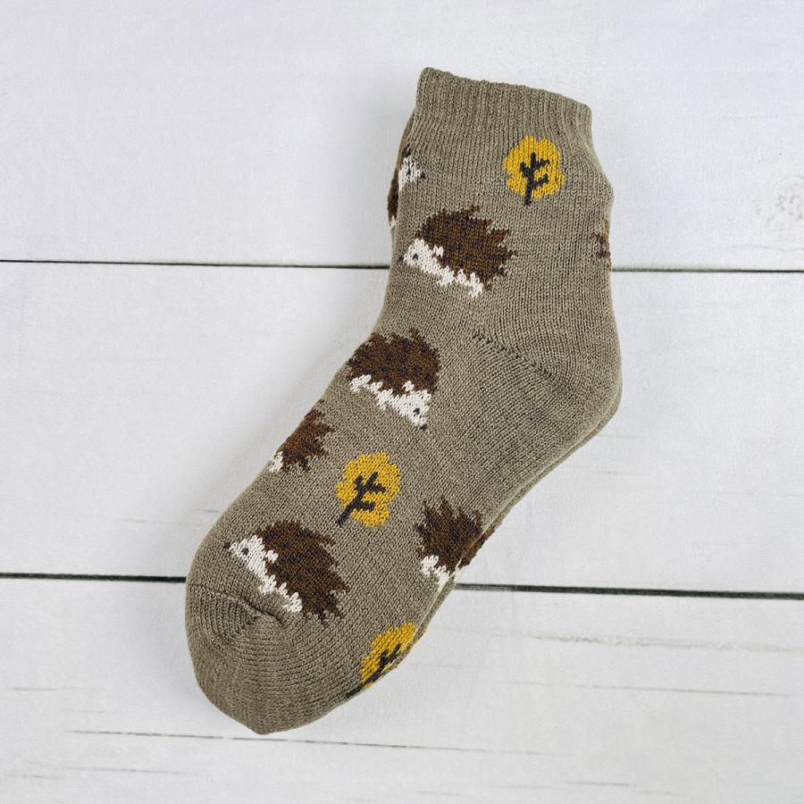 ツイン ハリネズミ柄 裏ボアソックス 23-25cm WGS043 : モフタス