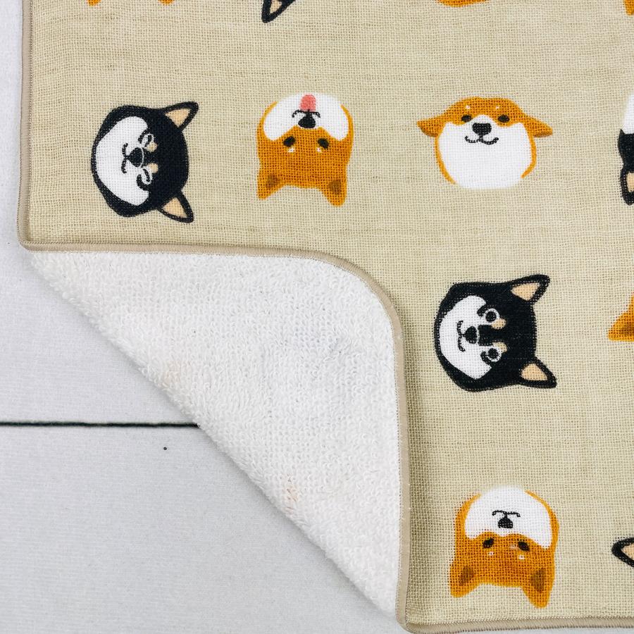 新品】 ガーゼ&無撚糸バスタオル 柴犬 シバのしあわせ ブルー 2枚