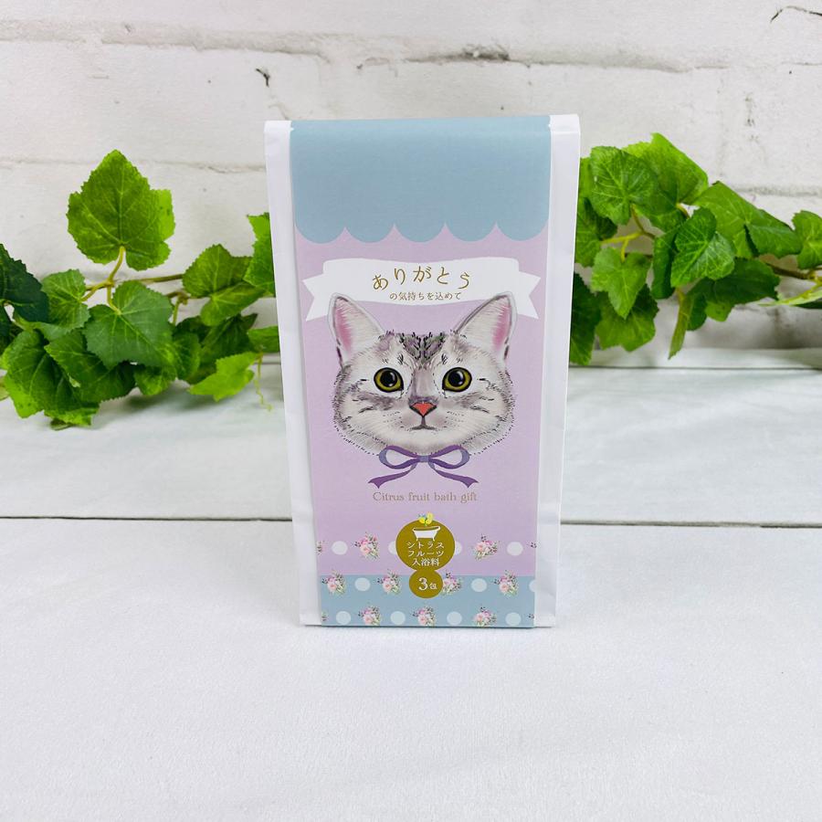 ほんやら堂 フィード 猫 入浴剤 バスギフト シトラスの香り 20g 3包
