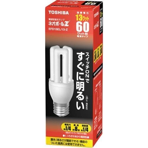 年末年始セール 東芝 ネオボールZ 電球形蛍光ランプ 電球60ワットタイプ 電球色 EFD15EL/13-Z