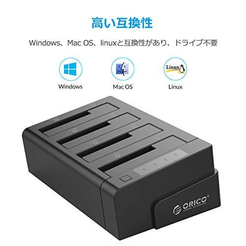 ORICO USB3.0 HDDケース クローン機能付き 2.5 / 3.5インチ SATA HDD/SSD 対応 4ベイ ハードディスクケース - 4