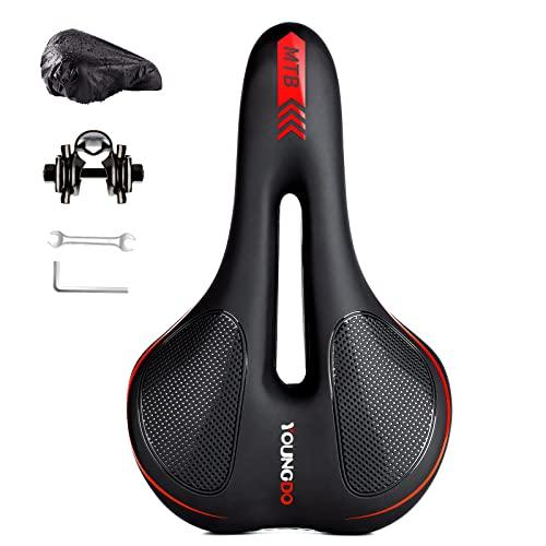 YOUNGDO サドル 自転車サドル 穴あきタイプ 低反発クッション 衝撃吸収 お尻痛くない 防塵/防水カバー&取付工具付き ロードバイク