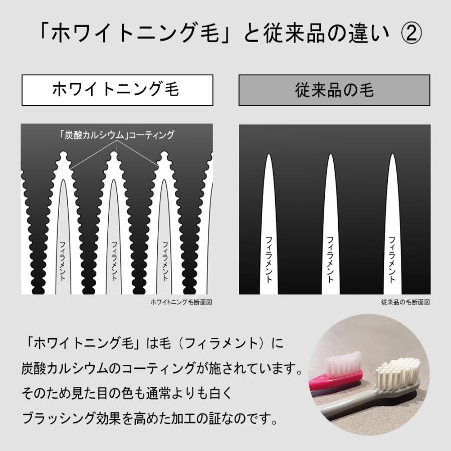 ホワイトニング 歯ブラシ 5本 ホワイタフト  歯の美白   クリア ステイン黄ばみ 再石灰化 除去  日本製 幅広 奥まで届く  オシャレ    white tufted clear｜mogoshop｜08