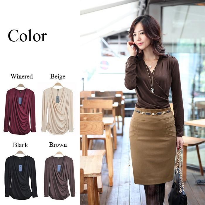 トップス カシュクール カットソー カシュクールロングスリーブカットソー | 