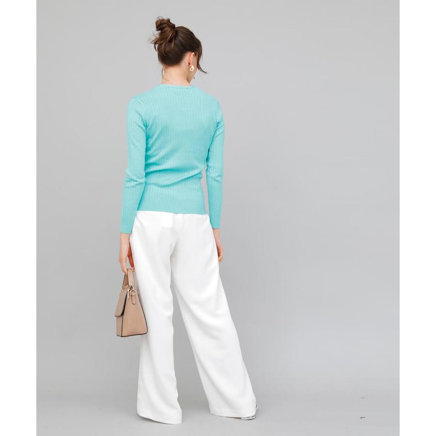 ニット リブニット トップ Vネックリブニットトップ カラバリ  ベーシック 春秋 春服 職場 通勤 シンプル |  | 01