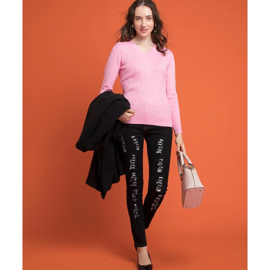 ニット リブニット トップ Vネックリブニットトップ カラバリ  ベーシック 春秋 春服 職場 通勤 シンプル |  | 12