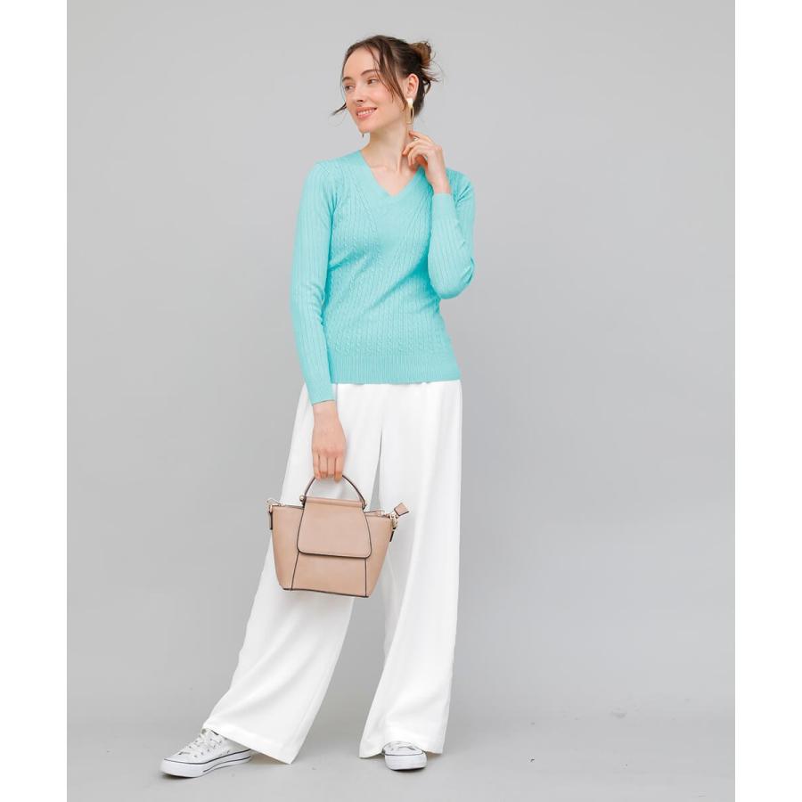 ニット リブニット トップ Vネックリブニットトップ カラバリ  ベーシック 春秋 春服 職場 通勤 シンプル |  | 03