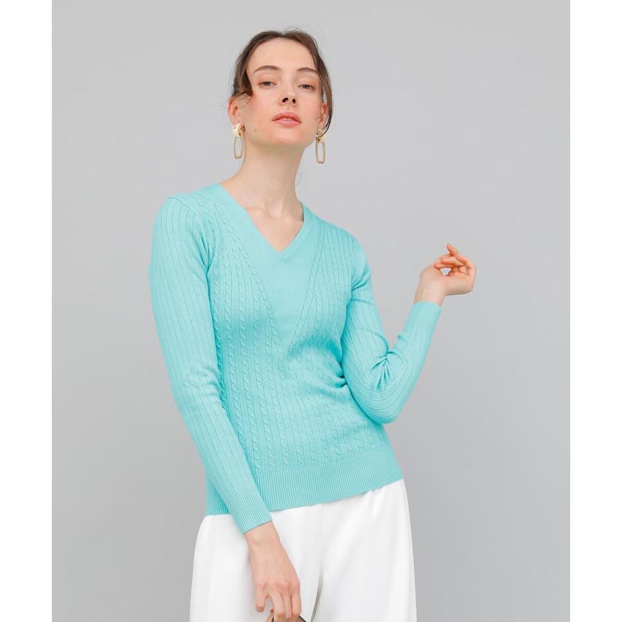 ニット リブニット トップ Vネックリブニットトップ カラバリ  ベーシック 春秋 春服 職場 通勤 シンプル |  | 04