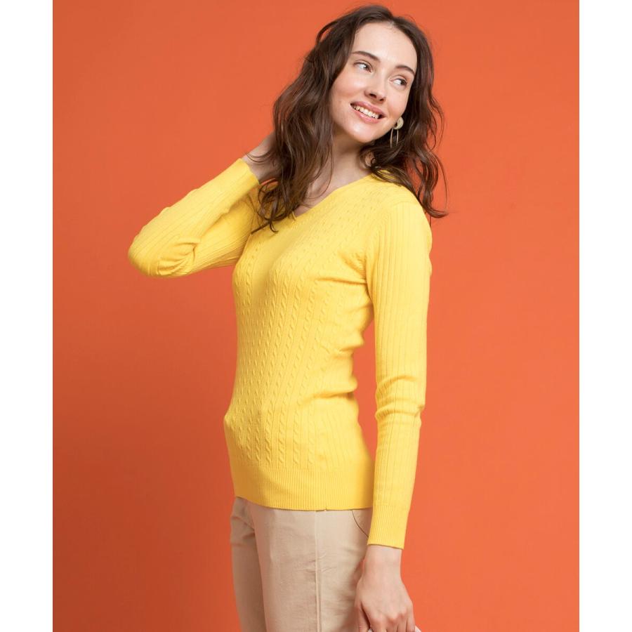 ニット リブニット トップ Vネックリブニットトップ カラバリ  ベーシック 春秋 春服 職場 通勤 シンプル |  | 08