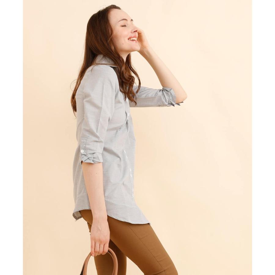 袖口フリル 七分袖 レディース チュニック ブラウス シャツ 七分袖 春服 夏 秋 デニムシャツ |  | 01