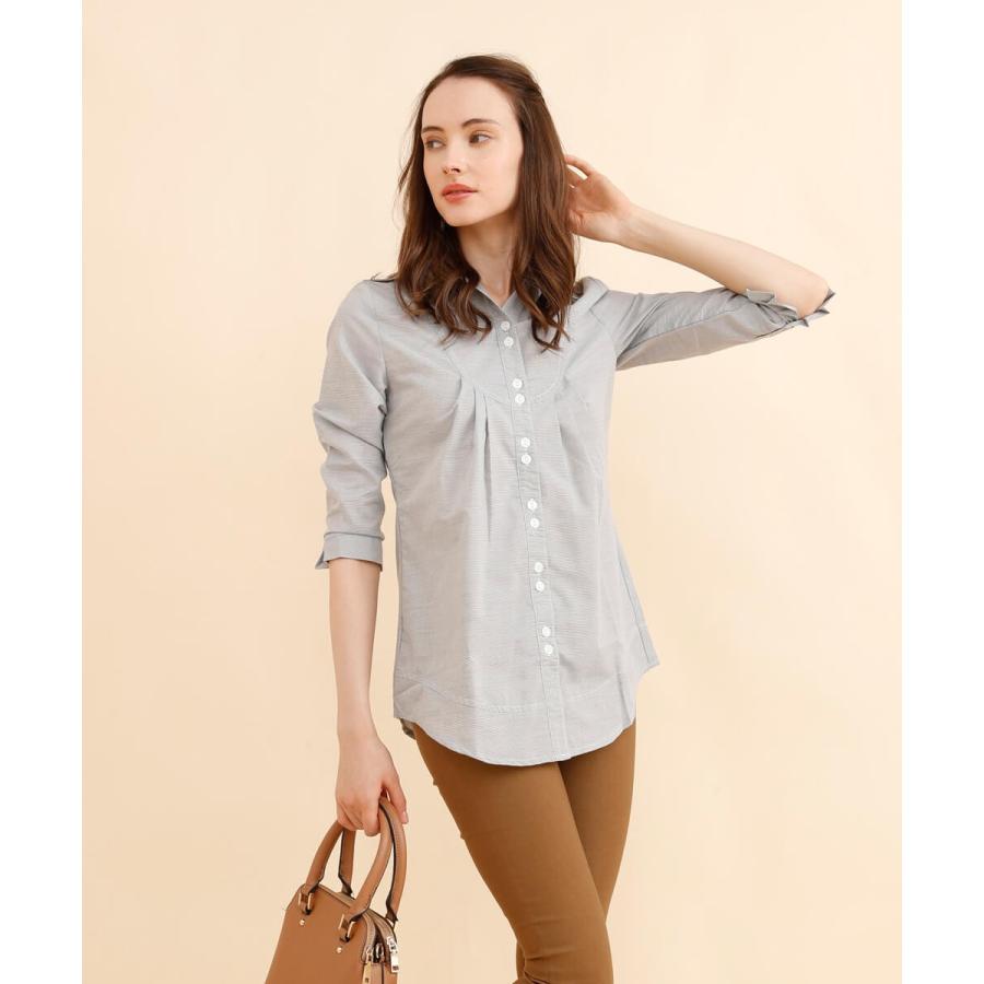 袖口フリル 七分袖 レディース チュニック ブラウス シャツ 七分袖 春服 夏 秋 デニムシャツ |  | 02