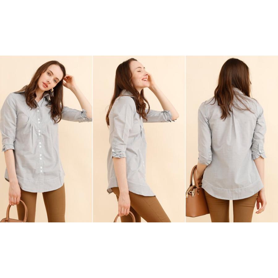 袖口フリル 七分袖 レディース チュニック ブラウス シャツ 七分袖 春服 夏 秋 デニムシャツ |  | 09
