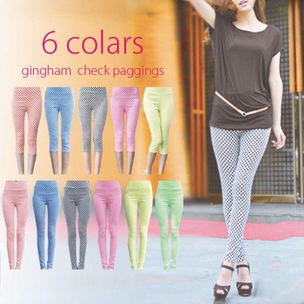 パンツ レギンス チェック ギンガムチェック７分丈ストレッチレギンス | 