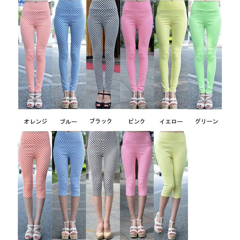 パンツ レギンス チェック ギンガムチェック７分丈ストレッチレギンス |  | 01