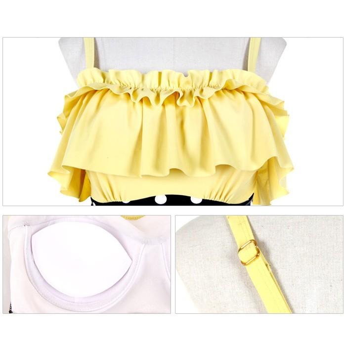 【残り僅か！】フリルワンピース水着 水着 レディース ワンピース ドット柄 クロス柄 フレア フリル ワイヤー オールインワン 体型カバー |  | 04