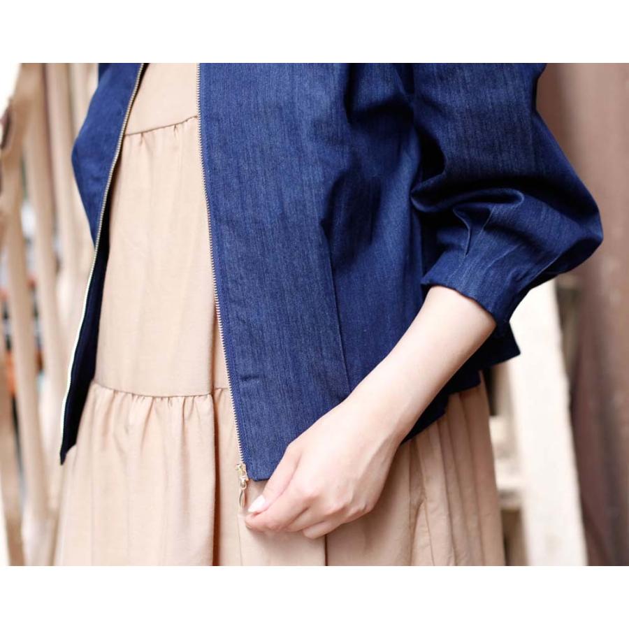 コットンノーカラージャケット ジャケット レディース　ノーカラー ライトアウター 秋 春 通勤 仕事 シンプル ベーシック ジッパー 綿 コットン 【aimoha】 |  | 10