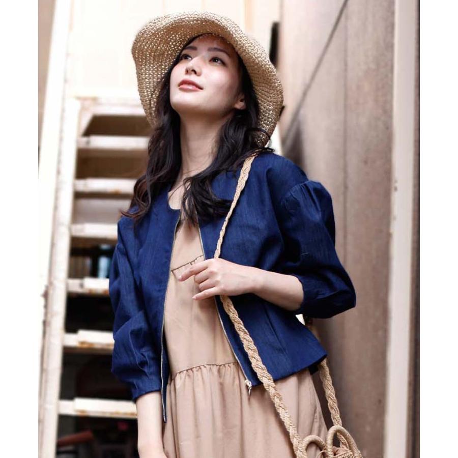 コットンノーカラージャケット ジャケット レディース　ノーカラー ライトアウター 秋 春 通勤 仕事 シンプル ベーシック ジッパー 綿 コットン 【aimoha】 |  | 04