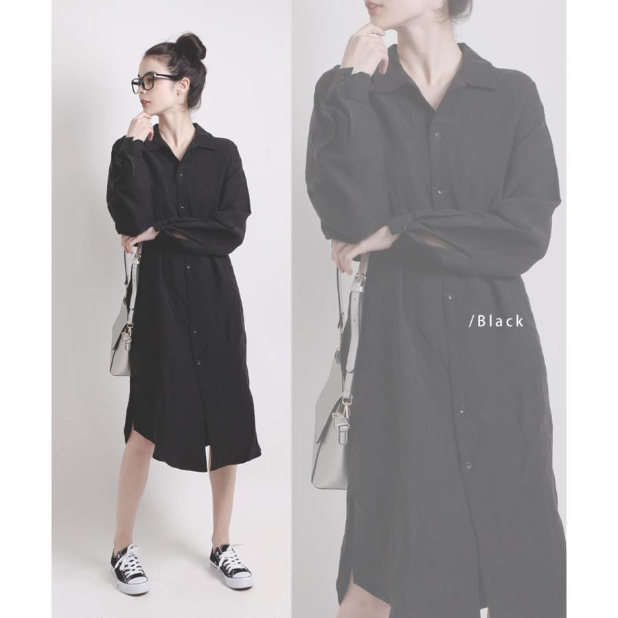 シャツワンピース テンセル シャツ ワンピース シンプル ロングシャツ 通勤 |  | 02