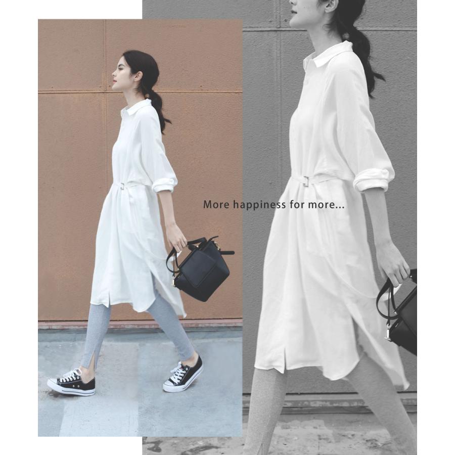 シャツワンピース テンセル シャツ ワンピース シンプル ロングシャツ 通勤 |  | 03