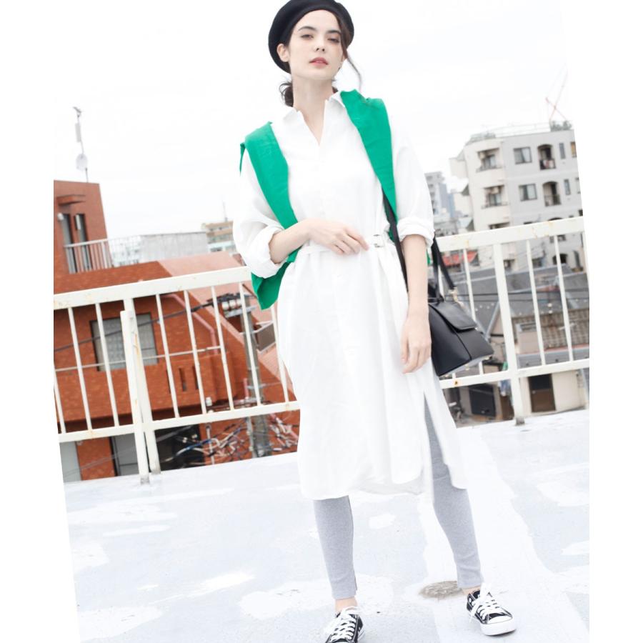 シャツワンピース テンセル シャツ ワンピース シンプル ロングシャツ 通勤 |  | 04