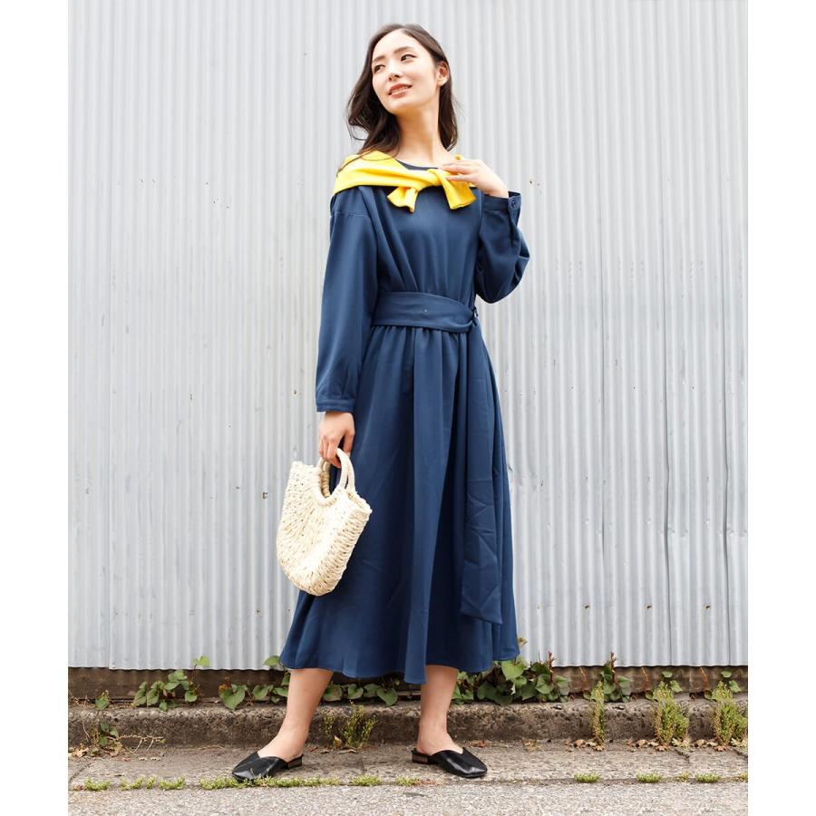 別ベルト付きロングワンピース ワンピース 秋 冬 春 ベルト Aライン フレアワンピース  シンプル ベーシック 綺麗め 【aimoha】 |  | 02