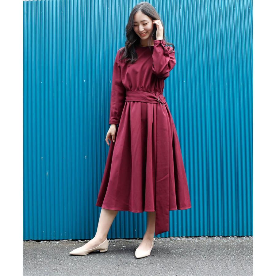 別ベルト付きロングワンピース ワンピース 秋 冬 春 ベルト Aライン フレアワンピース  シンプル ベーシック 綺麗め 【aimoha】 |  | 06