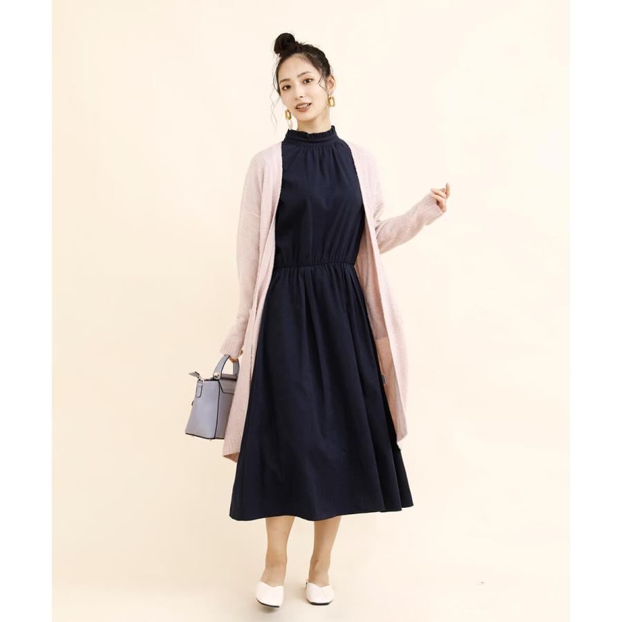 フリルハイネックロングワンピース ワンピース ハイネック 秋 冬 春 Aライン フレアワンピース ウエストマーク シンプル ベーシック 綺麗め 【aimoha】 |  | 13