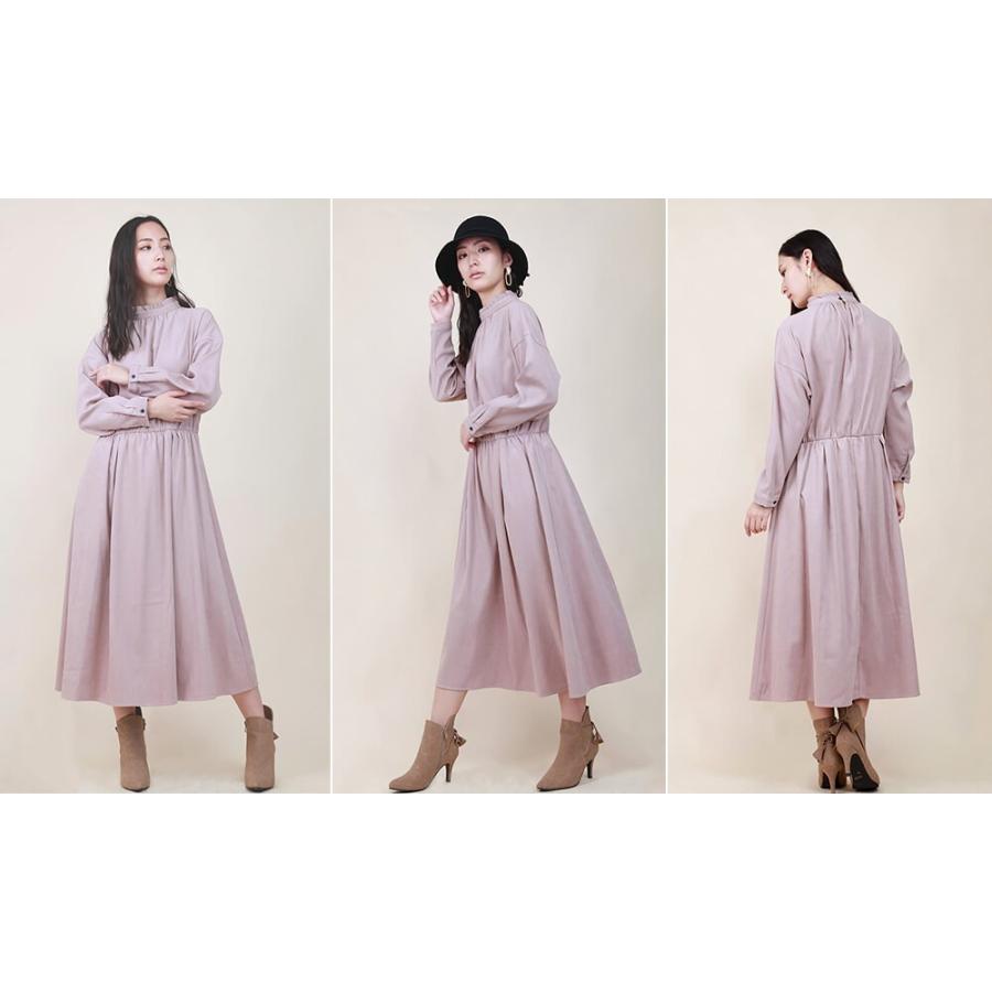 フリルハイネックロングワンピース ワンピース ハイネック 秋 冬 春 Aライン フレアワンピース ウエストマーク シンプル ベーシック 綺麗め 【aimoha】 |  | 19