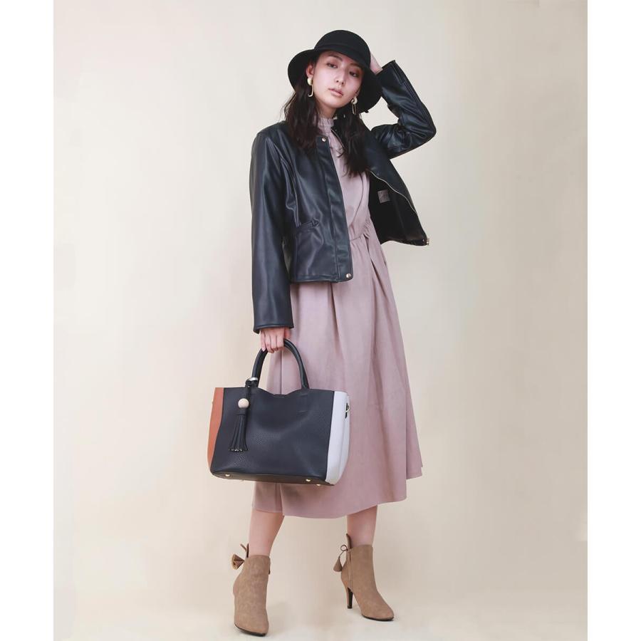 フリルハイネックロングワンピース ワンピース ハイネック 秋 冬 春 Aライン フレアワンピース ウエストマーク シンプル ベーシック 綺麗め 【aimoha】 |  | 06