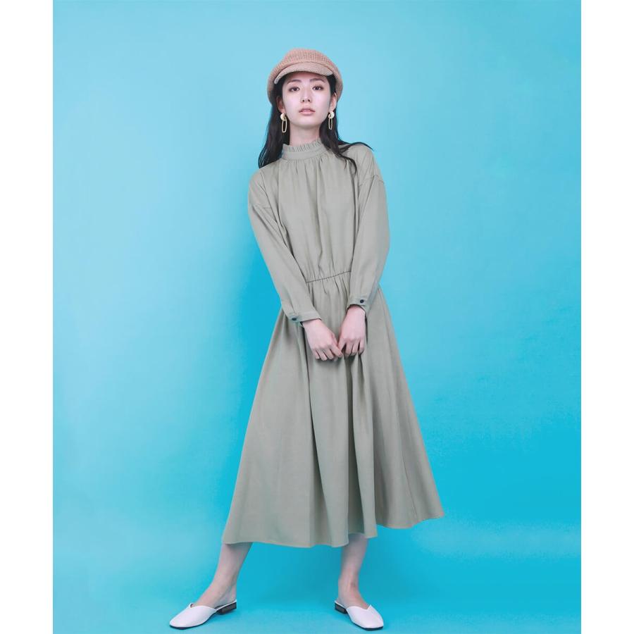 フリルハイネックロングワンピース ワンピース ハイネック 秋 冬 春 Aライン フレアワンピース ウエストマーク シンプル ベーシック 綺麗め 【aimoha】 |  | 07