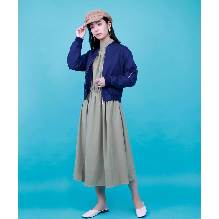 フリルハイネックロングワンピース ワンピース ハイネック 秋 冬 春 Aライン フレアワンピース ウエストマーク シンプル ベーシック 綺麗め 【aimoha】 |  | 09