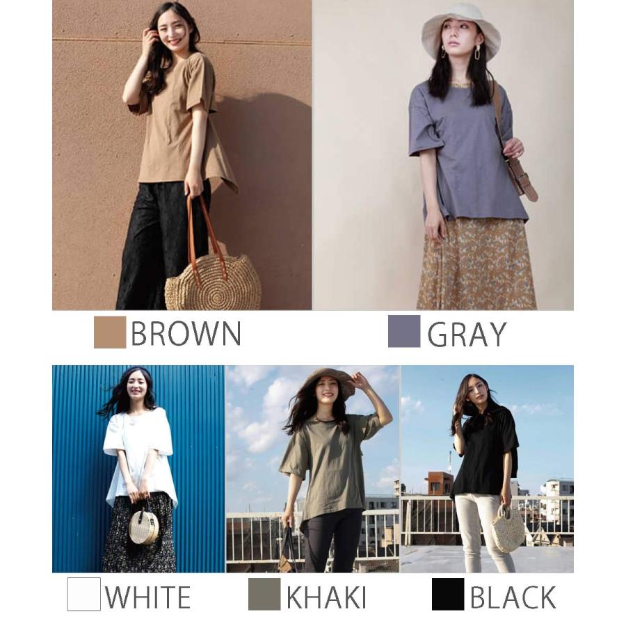 バックデザインTシャツ Tシャツ 半袖 レディース カットソー 大人カジュアル 無地 おしゃれ 可愛い ゆったり ブラック ホワイト 2019春夏新作【BELL】 |  | 10