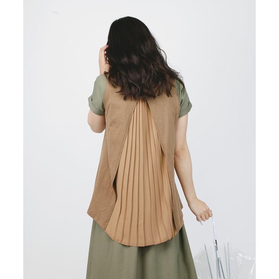 バックプリーツタンクトップ タンクトップ レディース 綿 コットン プリーツ タンク トップス ノースリーブ　Aライン トップス カジュアル 春 夏 【BELL】 |  | 02