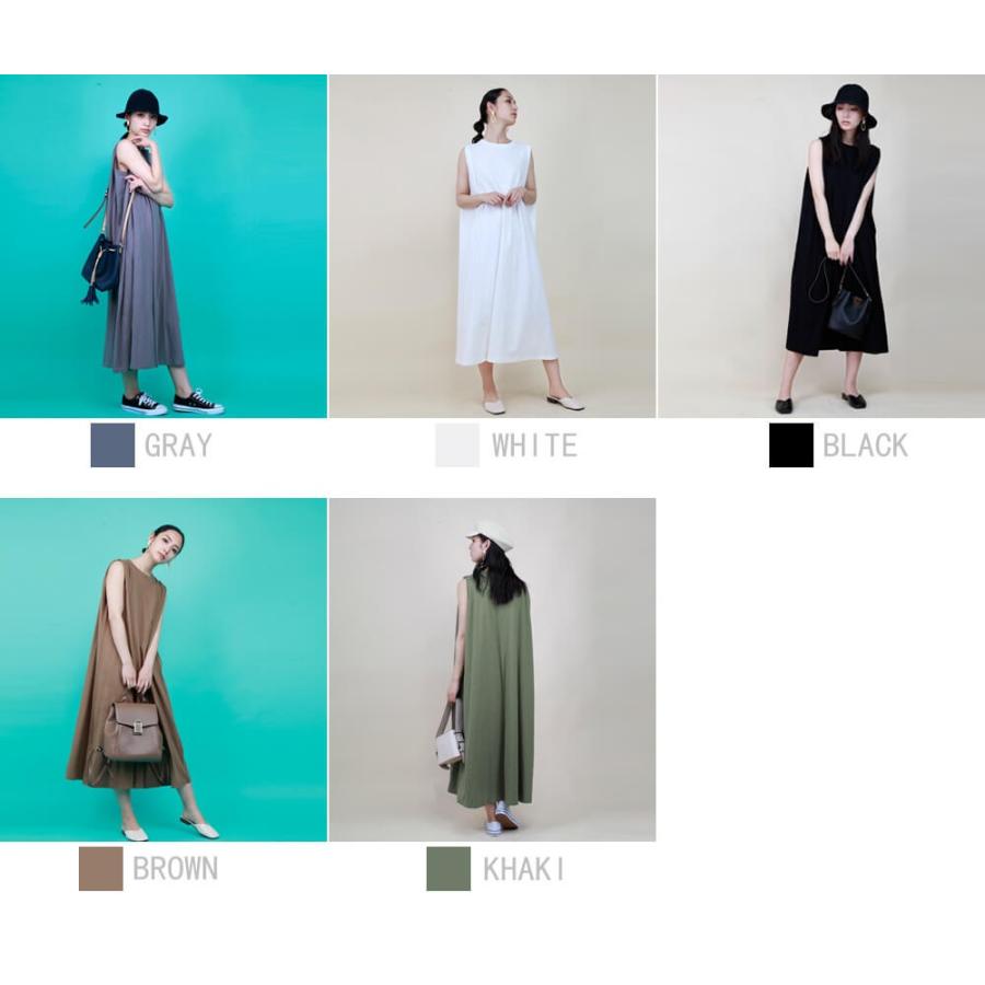 ノースリAラインワンピース ワンピース ロング レディース Tシャツ Aライン　ラフ　ゆったり　カジュアル　大人カジュアル　ノースリ 【BELL】 |  | 06