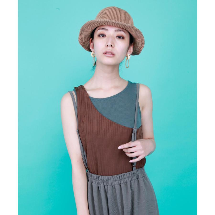 バイカラーノースリトップス タンクトップ レディース ワンショルダー バイカラー オシャレ 大人女性 大人カジュアル モード系 タンク ノースリ リブ 【BELL】 |  | 01