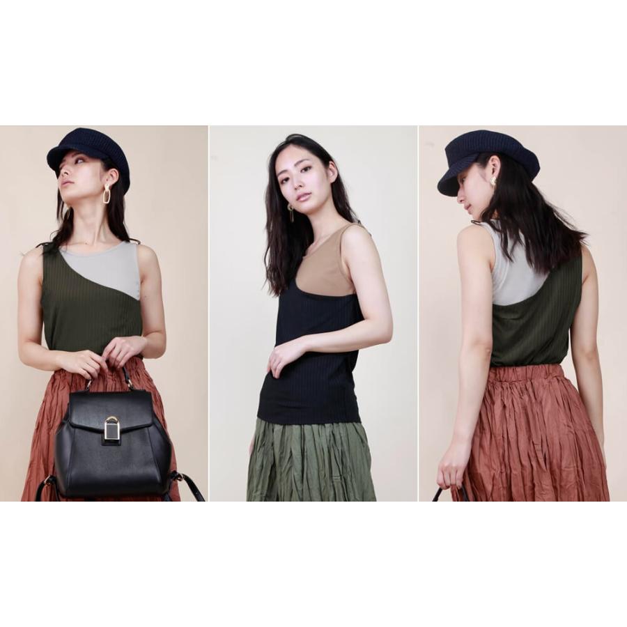 バイカラーノースリトップス タンクトップ レディース ワンショルダー バイカラー オシャレ 大人女性 大人カジュアル モード系 タンク ノースリ リブ 【BELL】 |  | 10