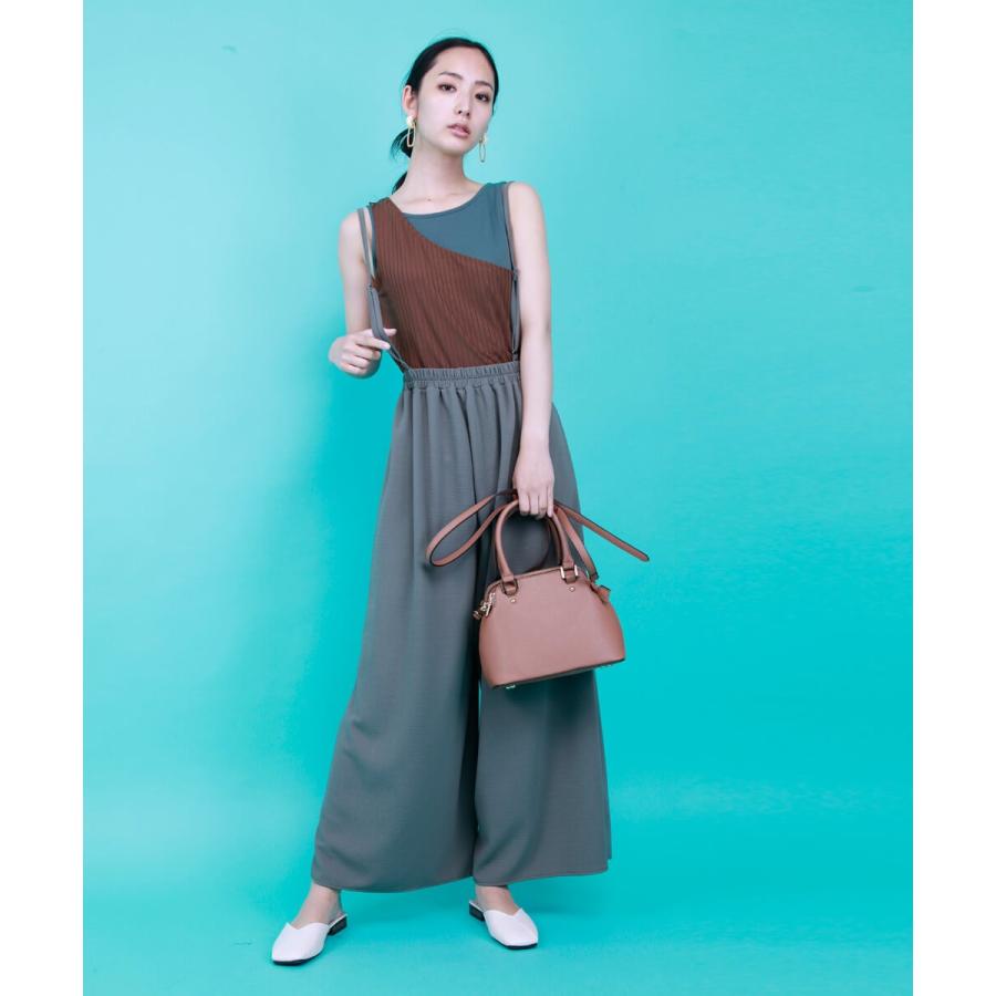 バイカラーノースリトップス タンクトップ レディース ワンショルダー バイカラー オシャレ 大人女性 大人カジュアル モード系 タンク ノースリ リブ 【BELL】 |  | 03