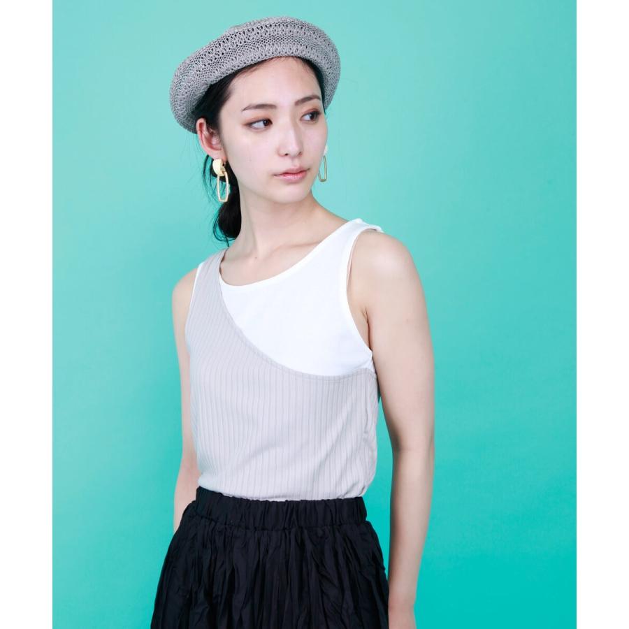 バイカラーノースリトップス タンクトップ レディース ワンショルダー バイカラー オシャレ 大人女性 大人カジュアル モード系 タンク ノースリ リブ 【BELL】 |  | 05