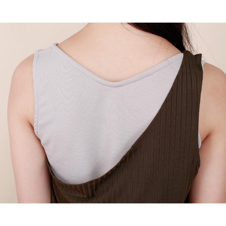バイカラーノースリトップス タンクトップ レディース ワンショルダー バイカラー オシャレ 大人女性 大人カジュアル モード系 タンク ノースリ リブ 【BELL】 |  | 09