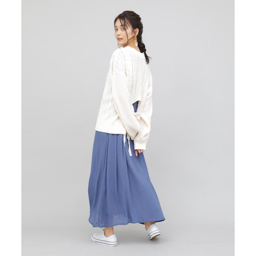 バックデザインケーブルニット ケーブルニット レディース セーター ニット 長袖 秋冬 リボン スリット ケーブル 【BELL】 |  | 10