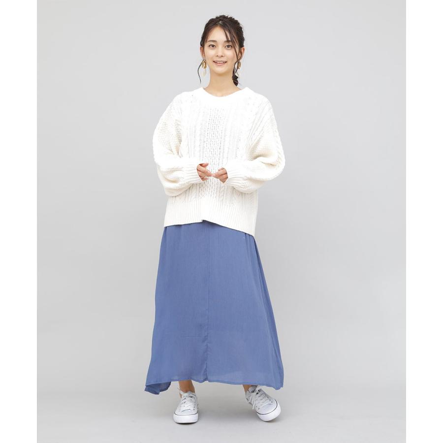 バックデザインケーブルニット ケーブルニット レディース セーター ニット 長袖 秋冬 リボン スリット ケーブル 【BELL】 |  | 11