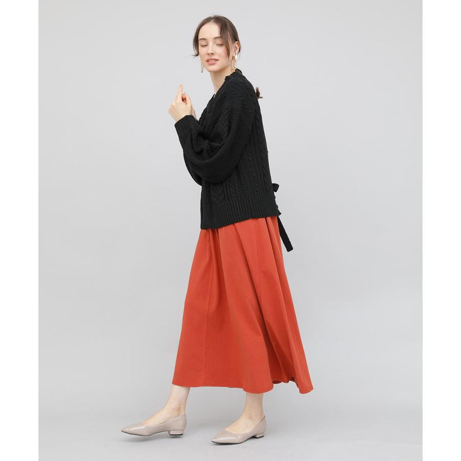 バックデザインケーブルニット ケーブルニット レディース セーター ニット 長袖 秋冬 リボン スリット ケーブル 【BELL】 |  | 12