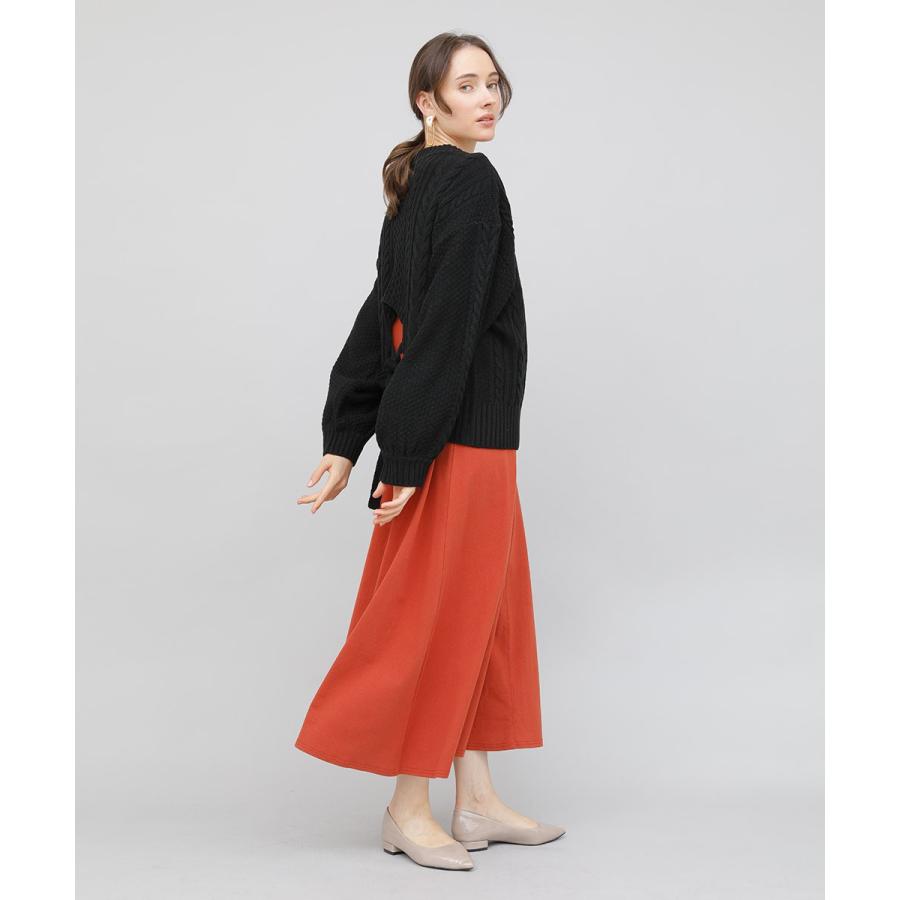 バックデザインケーブルニット ケーブルニット レディース セーター ニット 長袖 秋冬 リボン スリット ケーブル 【BELL】 |  | 13